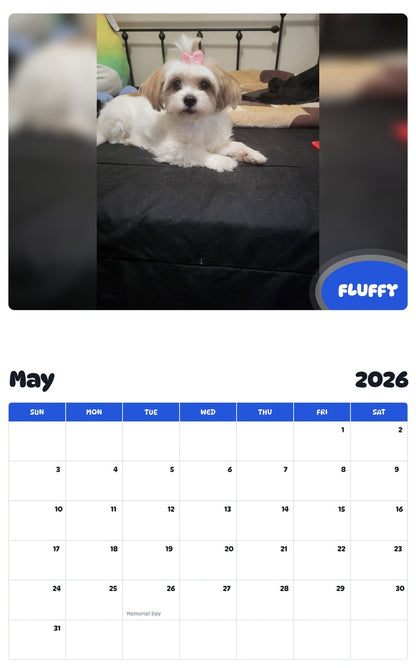 2026 - 2027 FLUFFY - Pawidols Pet Calendar