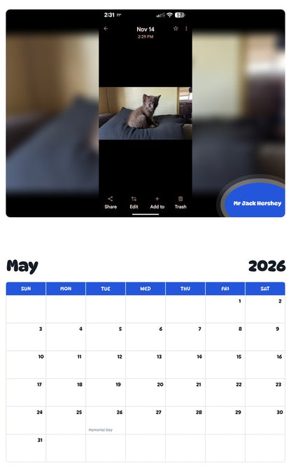 2026 - 2027 Mr Jack Hershey - Pawidols Pet Calendar