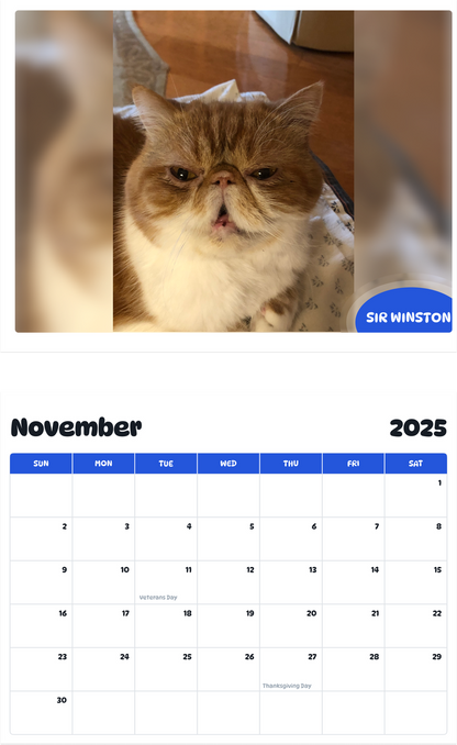 July 2025 - June 2026 Sir Winston - Pawidols Pet Calendar