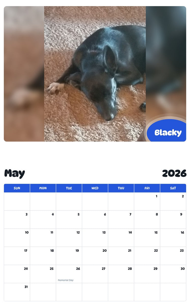 2026 - 2027 Blacky - Pawidols Pet Calendar