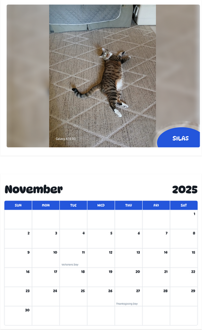 July 2025 - June 2026 Silas - Pawidols Pet Calendar