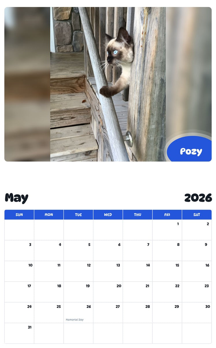 2026 - 2027 Pozy - Pawidols Pet Calendar