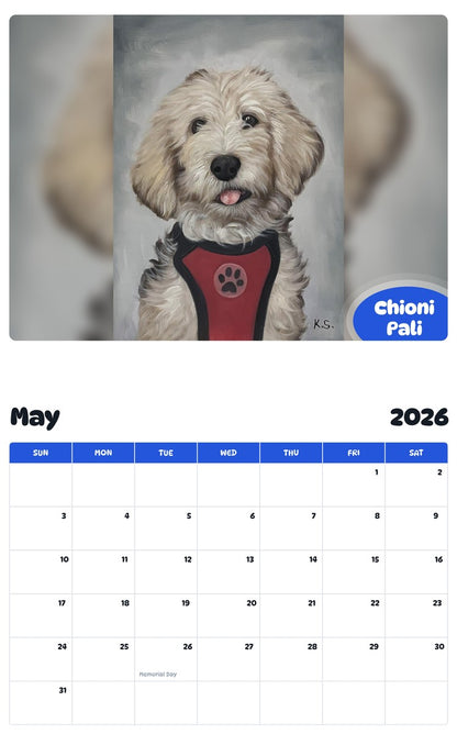 2026 - 2027 Chioni Pali - Pawidols Pet Calendar