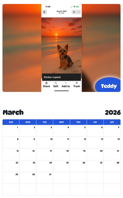 November 2025 - October 2026 Teddy - Pawidols Pet Calendar