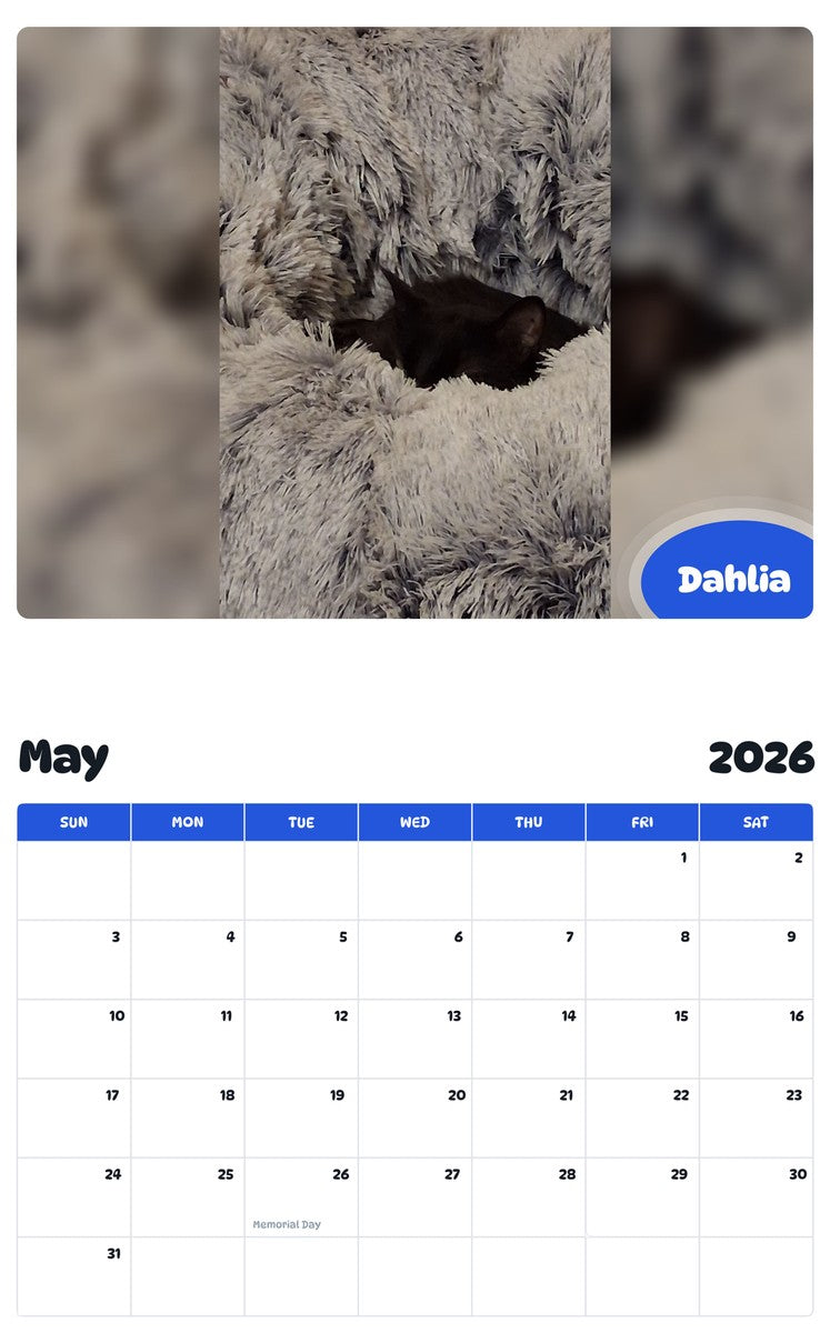 2026 - 2027 Dahlia - Pawidols Pet Calendar