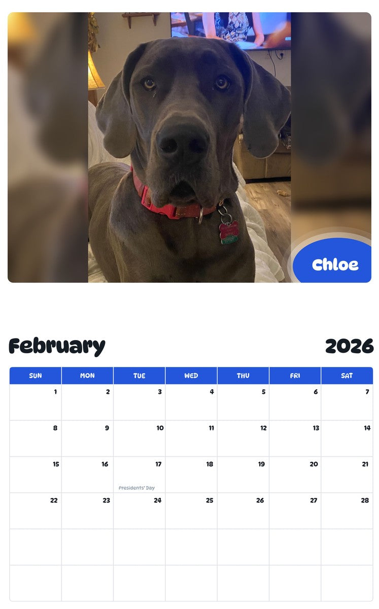 October 2025 - September 2026 Chloe - Pawidols Pet Calendar