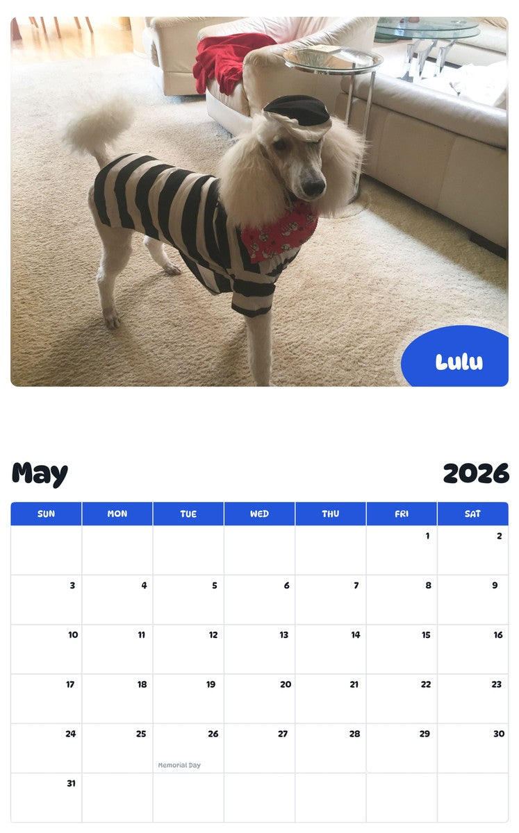 2026 - 2027 Lulu - Pawidols Pet Calendar