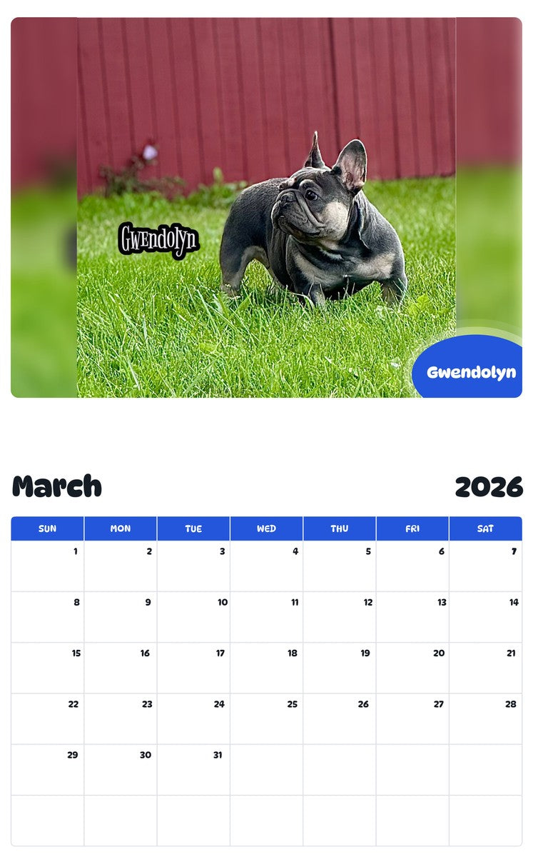 November 2025 - October 2026 Gwendolyn - Pawidols Pet Calendar