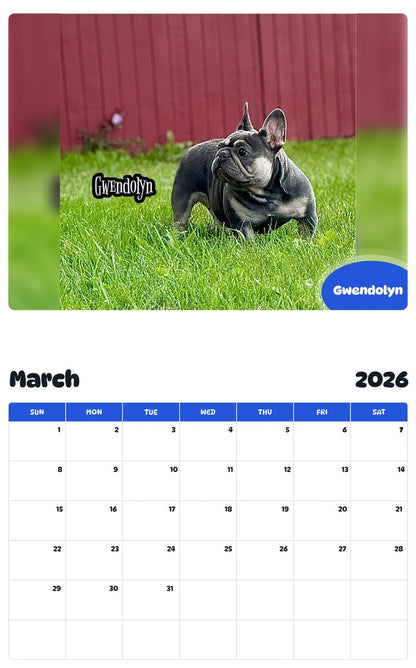 November 2025 - October 2026 Gwendolyn - Pawidols Pet Calendar