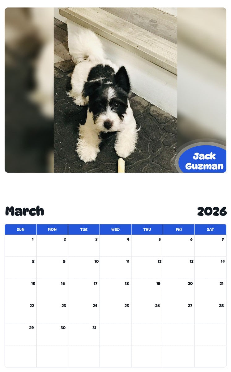 November 2025 - October 2026 Jack Guzman - Pawidols Pet Calendar