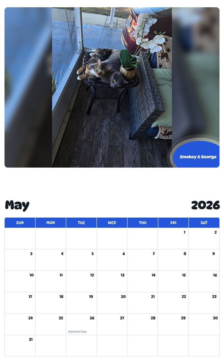 2026 - 2027 Smokey & George - Pawidols Pet Calendar