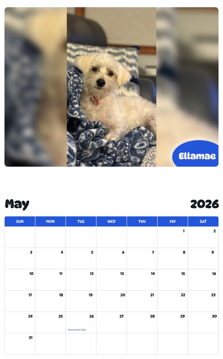 2026 - 2027 Ellamae - Pawidols Pet Calendar