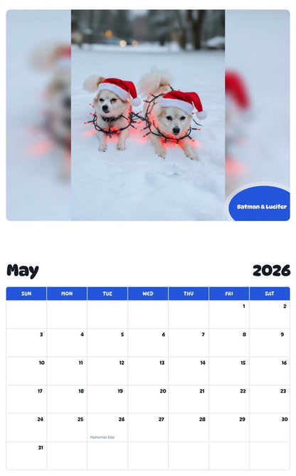 2026 - 2027 Batman & Lucifer - Pawidols Pet Calendar