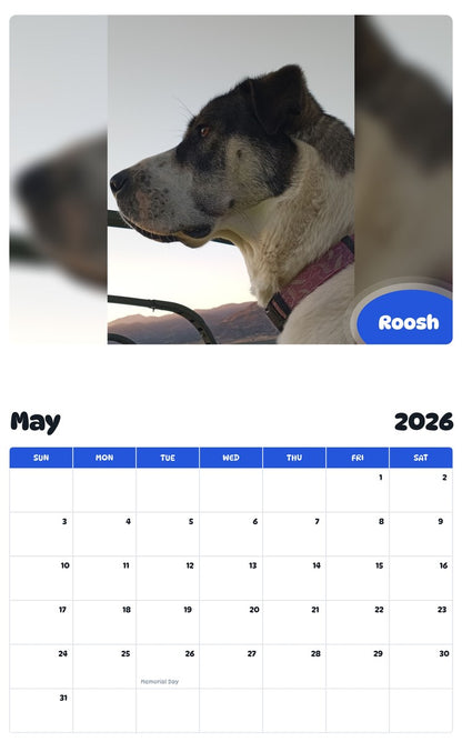 2026 - 2027 Roosh - Pawidols Pet Calendar