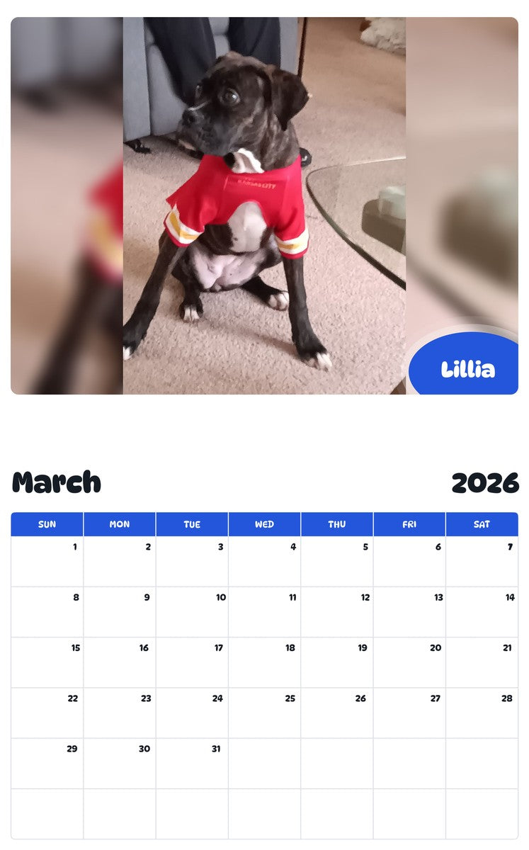 November 2025 - October 2026 Lillia - Pawidols Pet Calendar