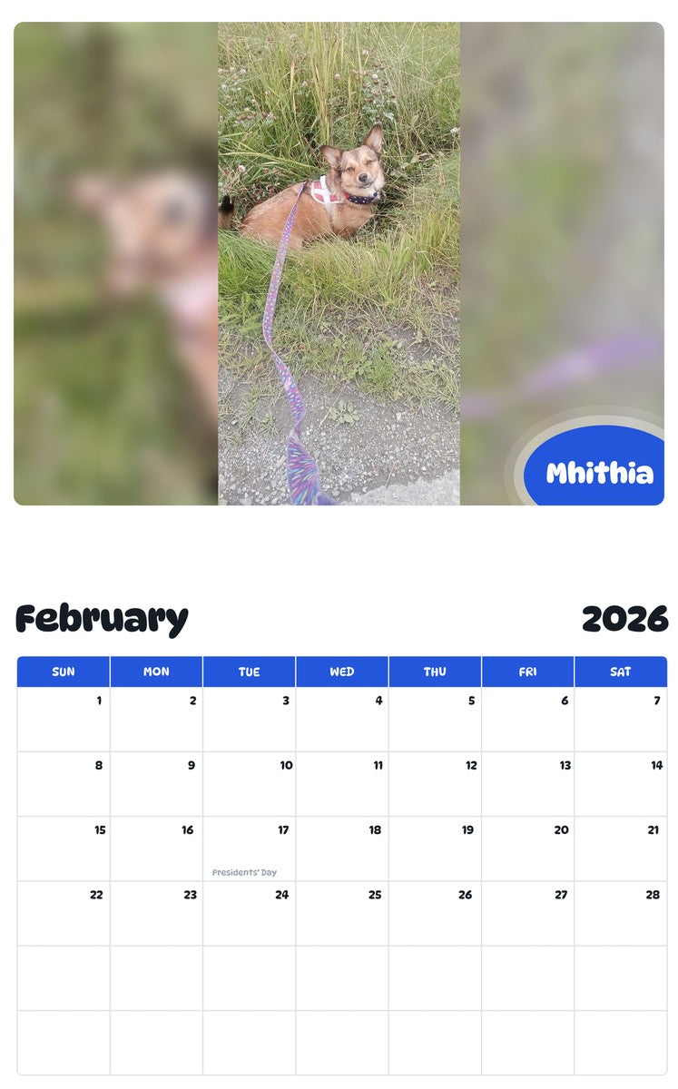 October 2025 - September 2026 Mhithia - Pawidols Pet Calendar