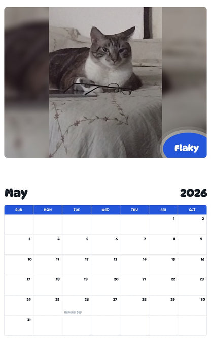 2026 - 2027 Flaky - Pawidols Pet Calendar
