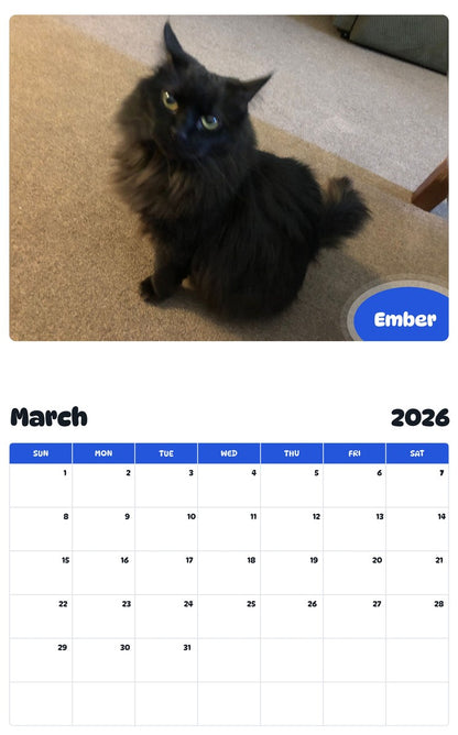 November 2025 - October 2026 Ember - Pawidols Pet Calendar