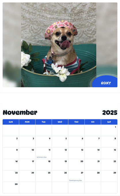 July 2025 - June 2026 Roxy - Pawidols Pet Calendar