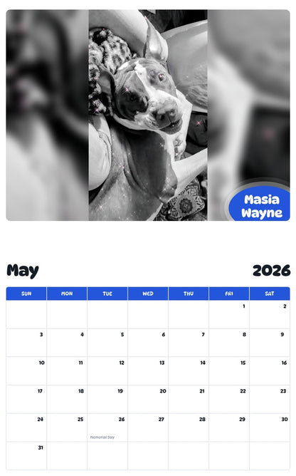 2026 - 2027 Masia Wayne - Pawidols Pet Calendar