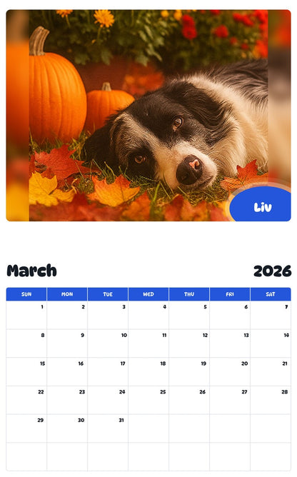 November 2025 - October 2026 Liv - Pawidols Pet Calendar