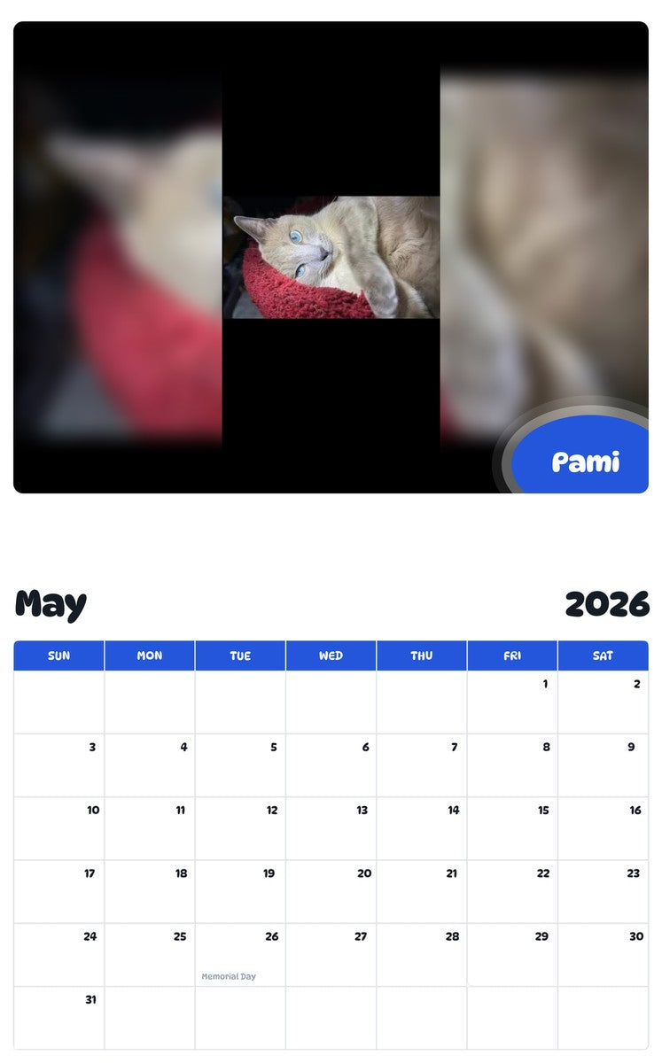 2026 - 2027 Pami - Pawidols Pet Calendar