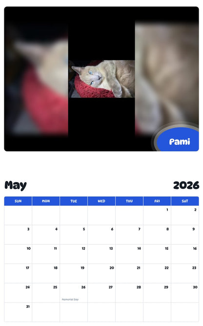 2026 - 2027 Pami - Pawidols Pet Calendar