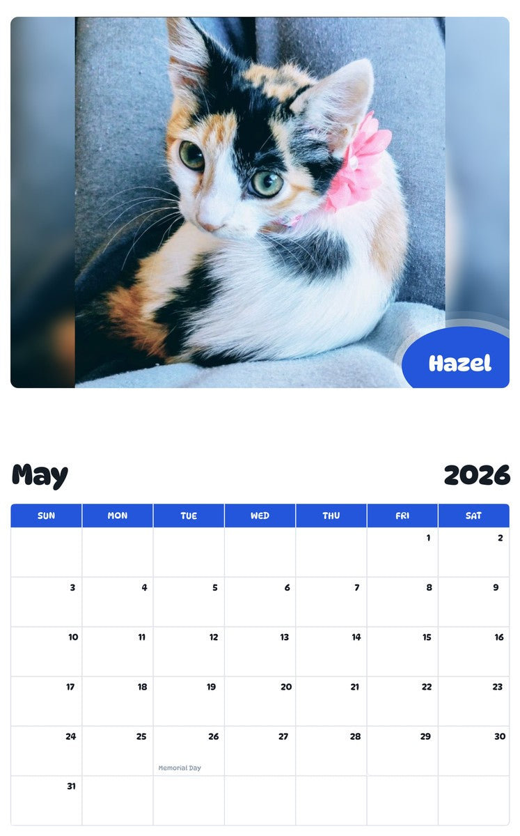 2026 - 2027 Hazel - Pawidols Pet Calendar