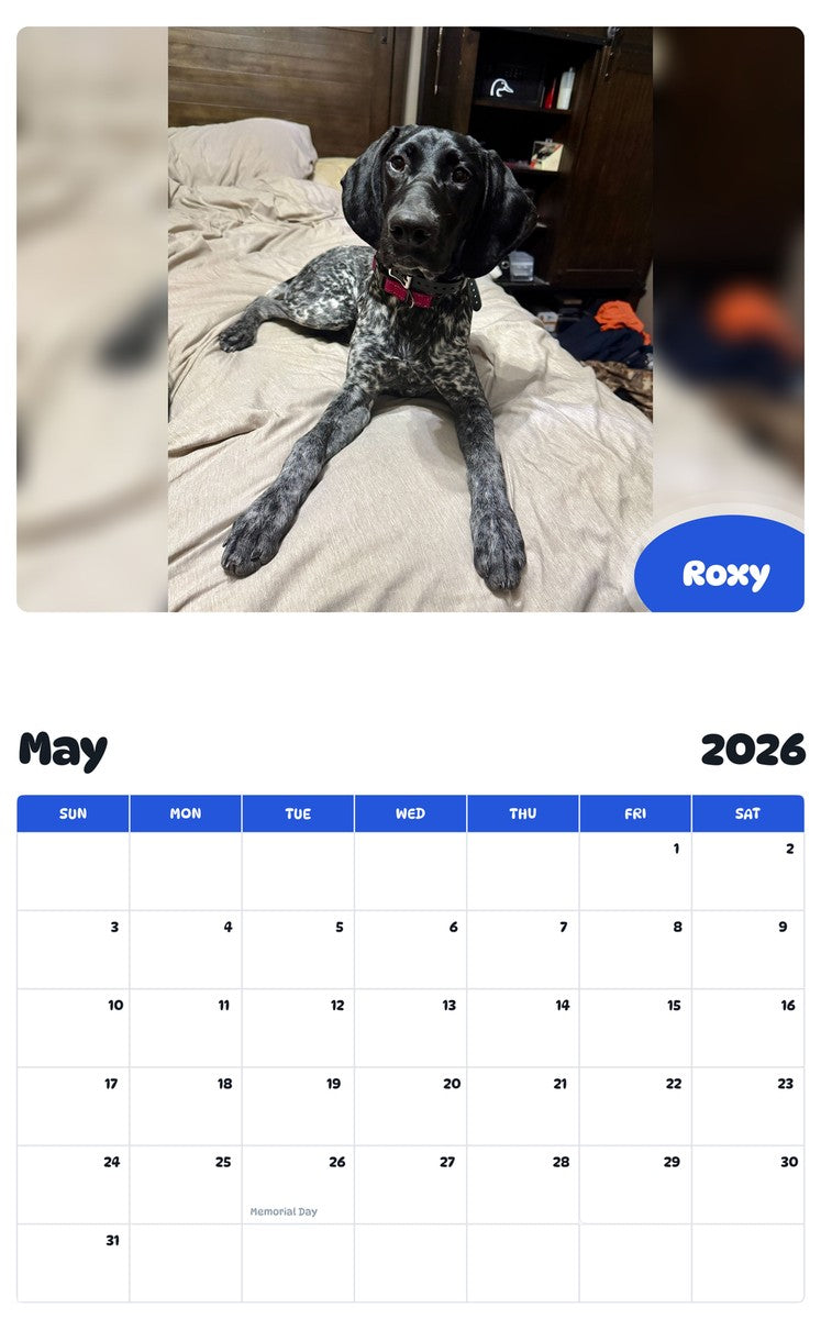 2026 - 2027 Roxy - Pawidols Pet Calendar
