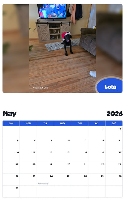 2026 - 2027 Lola - Pawidols Pet Calendar