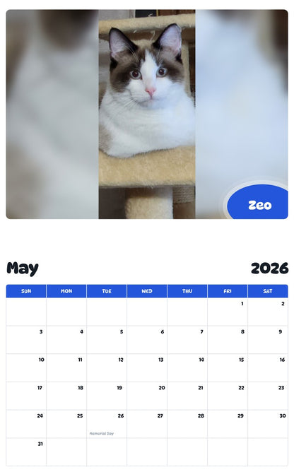 2026 - 2027 Zeo - Pawidols Pet Calendar