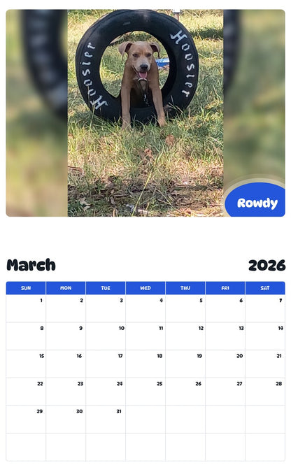 November 2025 - October 2026 Rowdy - Pawidols Pet Calendar