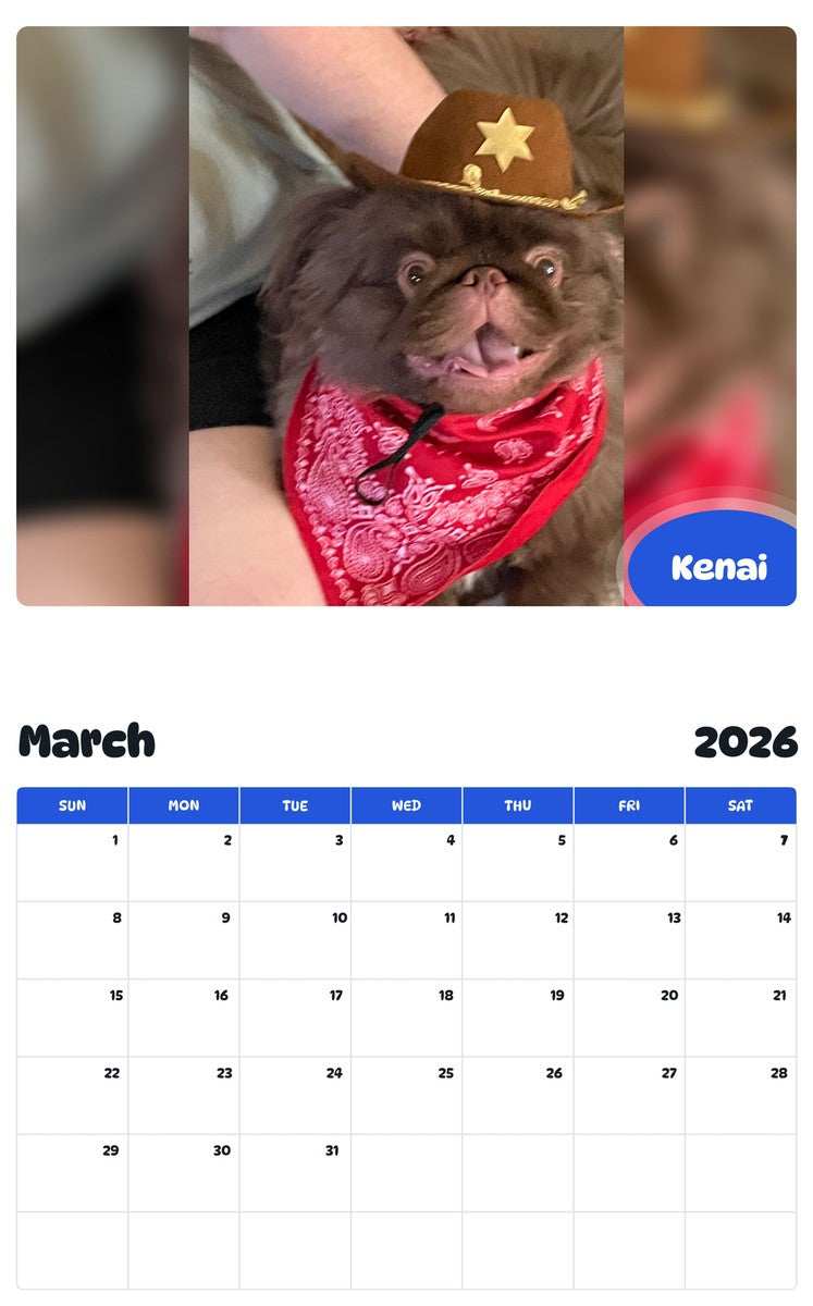 November 2025 - October 2026 Kenai - Pawidols Pet Calendar