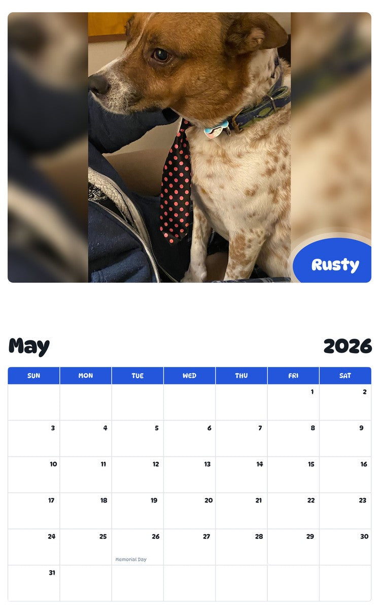 2026 - 2027 Rusty - Pawidols Pet Calendar