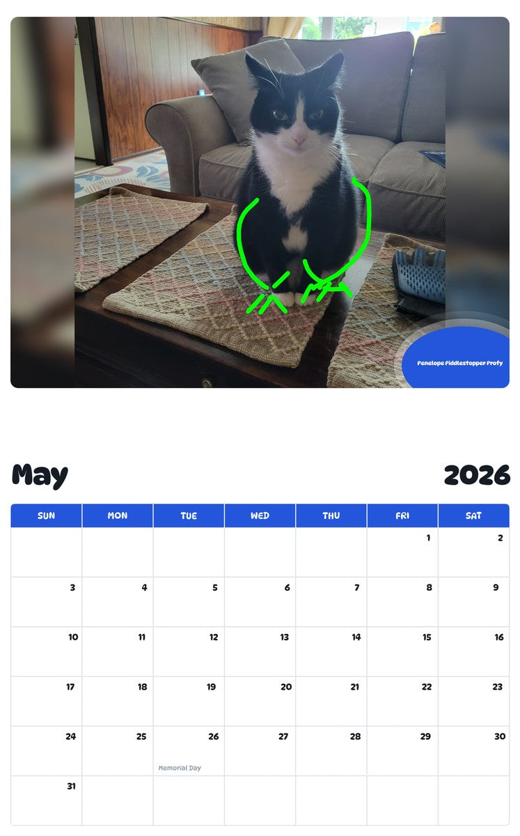 2026 - 2027 Penelope Piddlestopper Profy - Pawidols Pet Calendar
