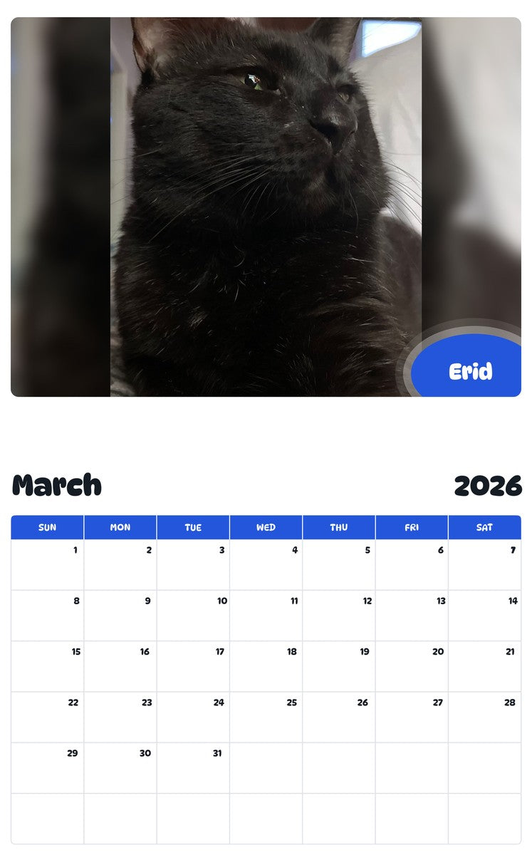 November 2025 - October 2026 Erid - Pawidols Pet Calendar
