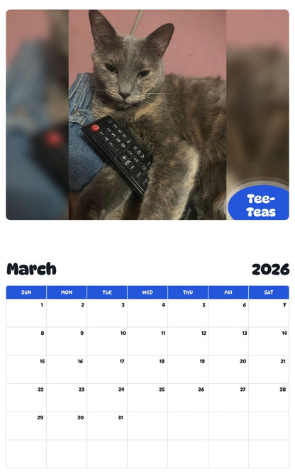 November 2025 - October 2026 Tee-Teas - Pawidols Pet Calendar