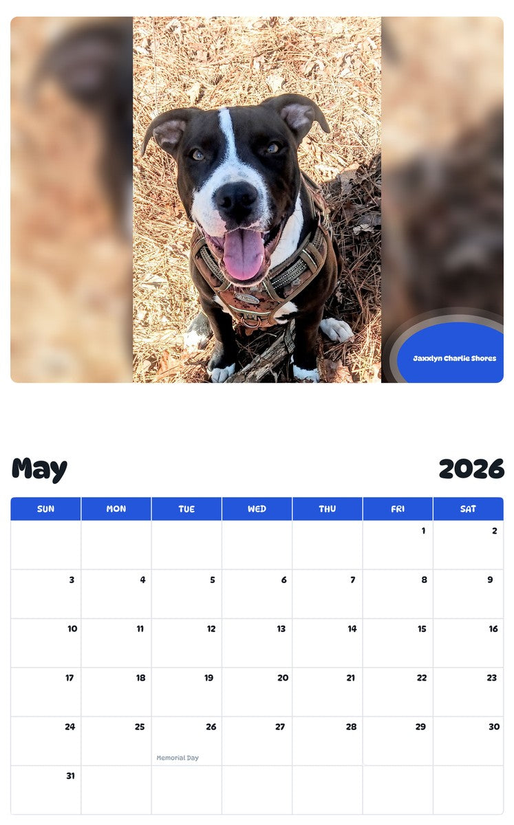 2026 - 2027 Jaxxlyn Charlie Shores - Pawidols Pet Calendar