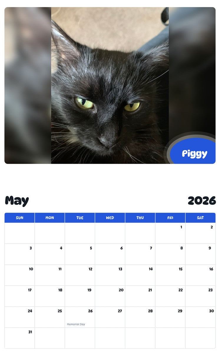 2026 - 2027 Piggy - Pawidols Pet Calendar