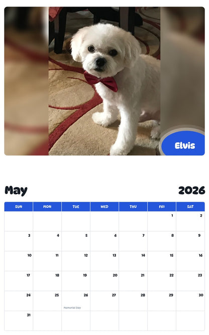 2026 - 2027 Elvis - Pawidols Pet Calendar