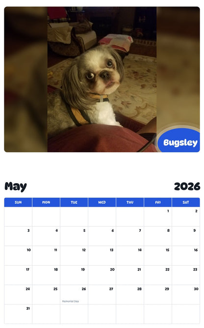 2026 - 2027 Bugsley - Pawidols Pet Calendar