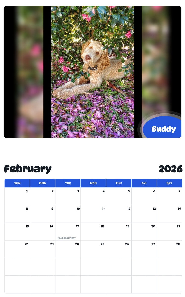 October 2025 - September 2026 Buddy - Pawidols Pet Calendar
