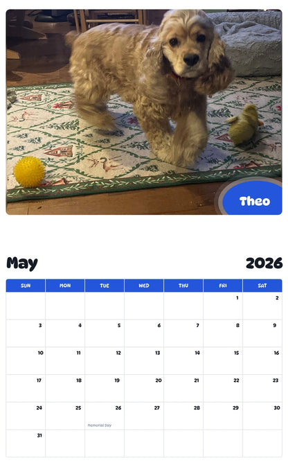 2026 - 2027 Theo - Pawidols Pet Calendar