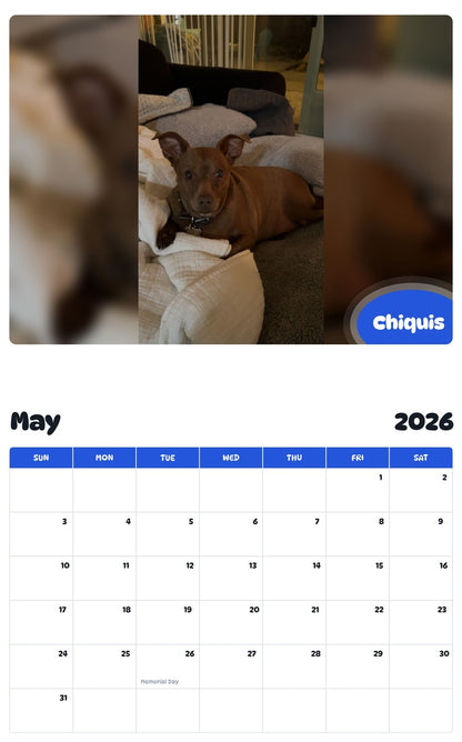 2026 - 2027 Chiquis - Pawidols Pet Calendar