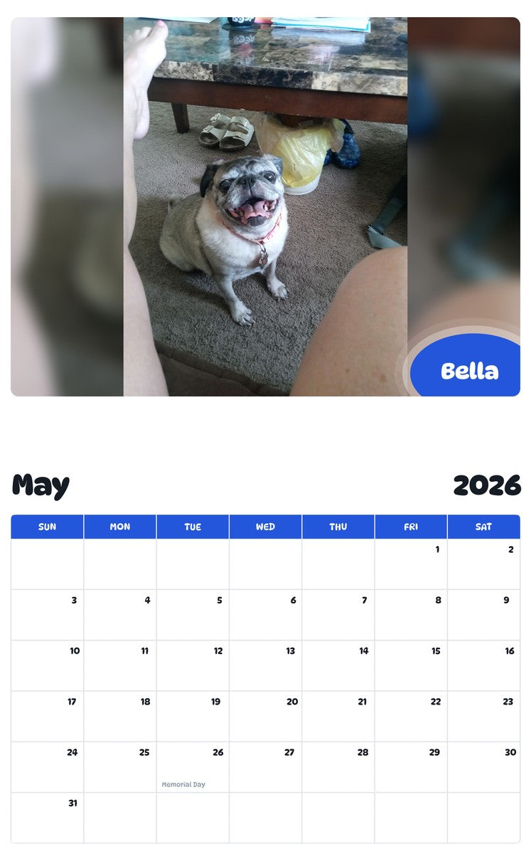 2026 - 2027 Bella - Pawidols Pet Calendar
