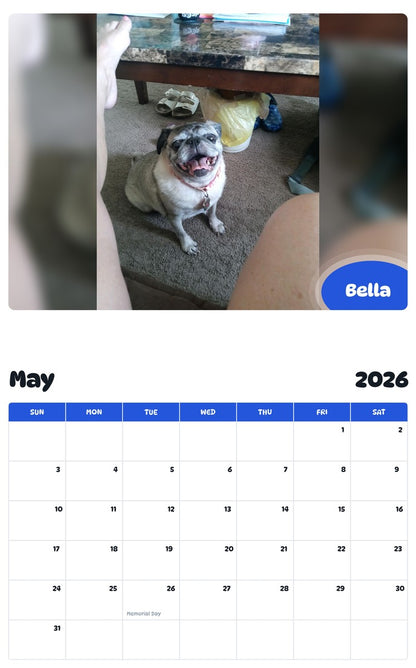 2026 - 2027 Bella - Pawidols Pet Calendar
