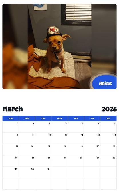 November 2025 - October 2026 Aries - Pawidols Pet Calendar