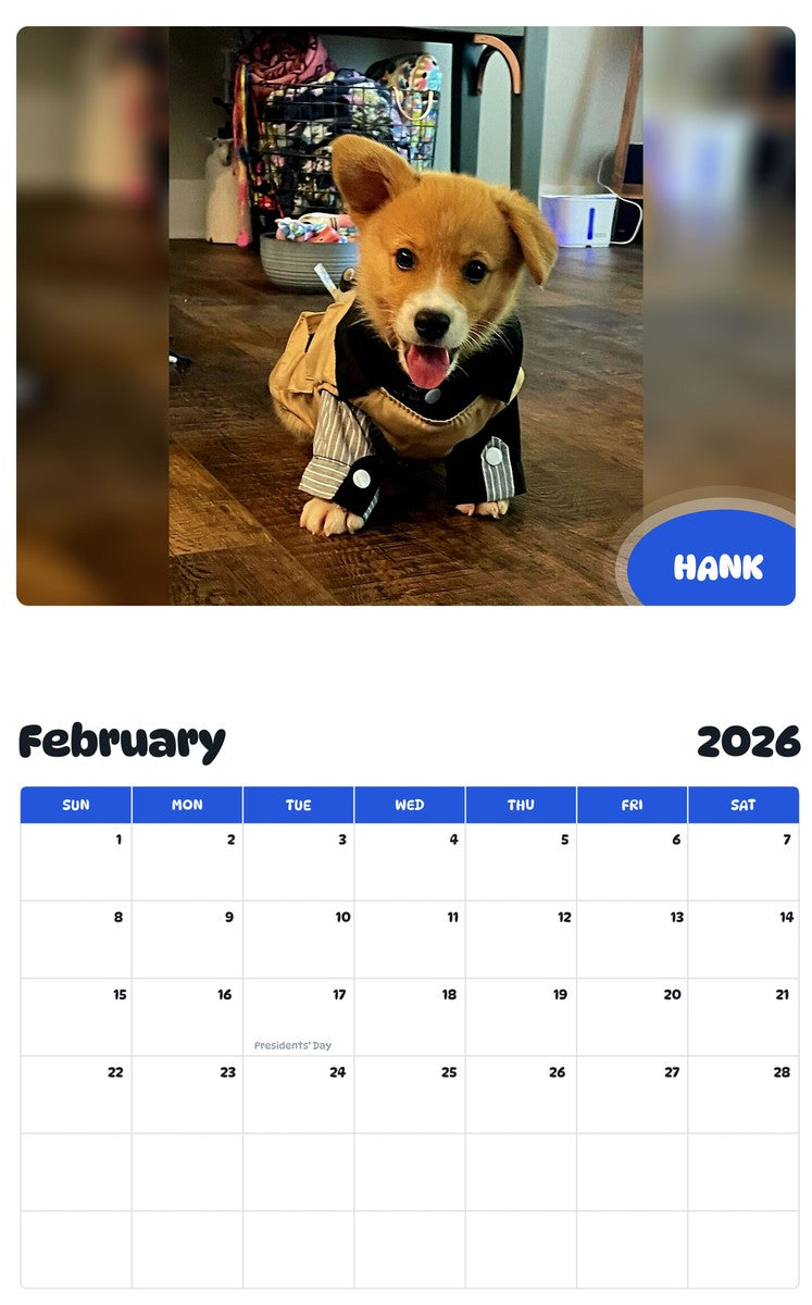October 2025 - September 2026 HANK - Pawidols Pet Calendar