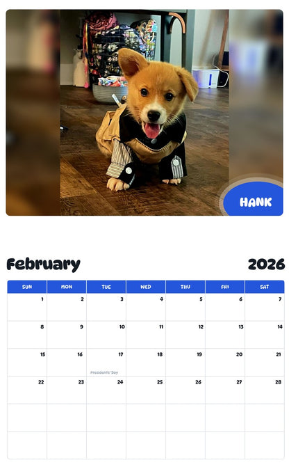October 2025 - September 2026 HANK - Pawidols Pet Calendar
