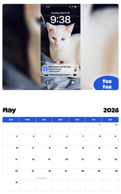 2026 - 2027 Tee tee - Pawidols Pet Calendar